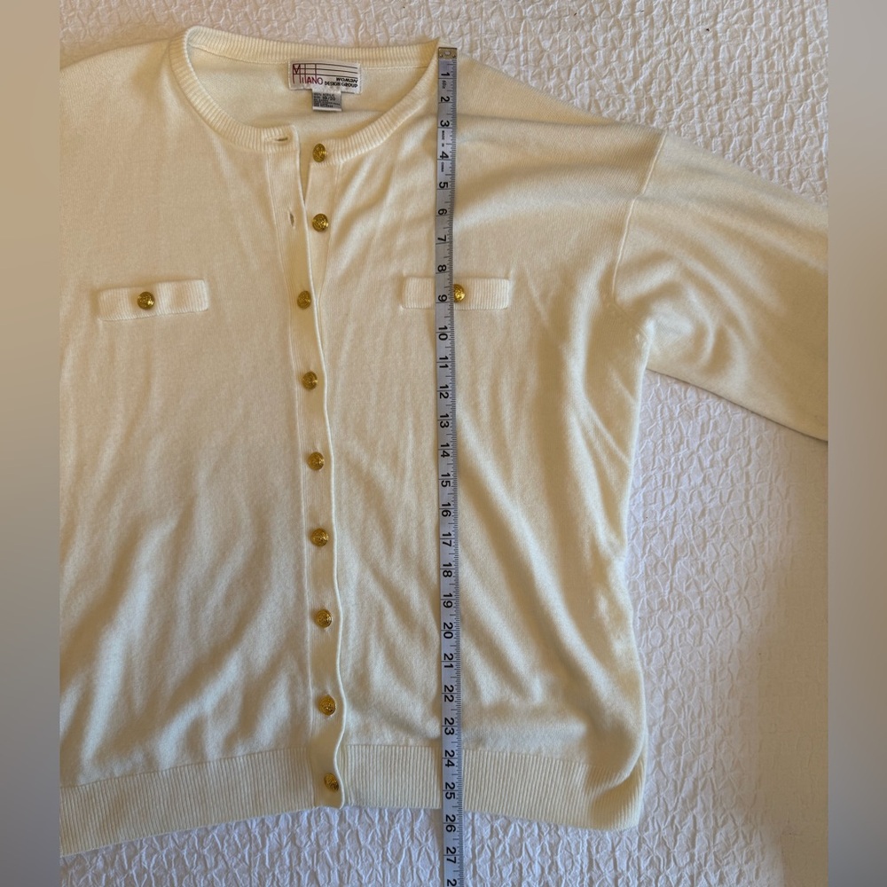 Milano Cream Cardigan with Gold Buttons – Size 18/20 - Picture 6 of 8